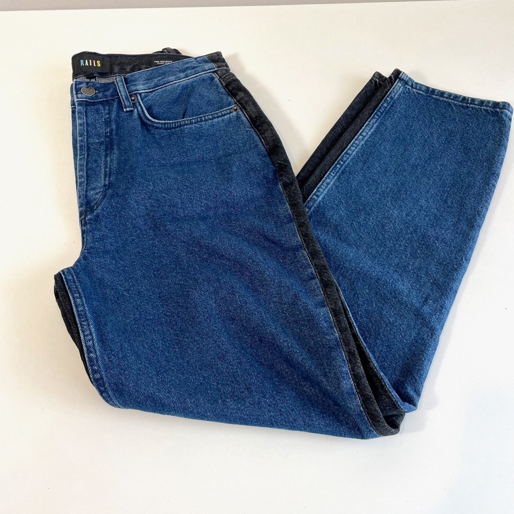 Rails Melrose Classic Slim Straight Jeans Womens 28 Blue Black Hi-Rise Buttonfly
